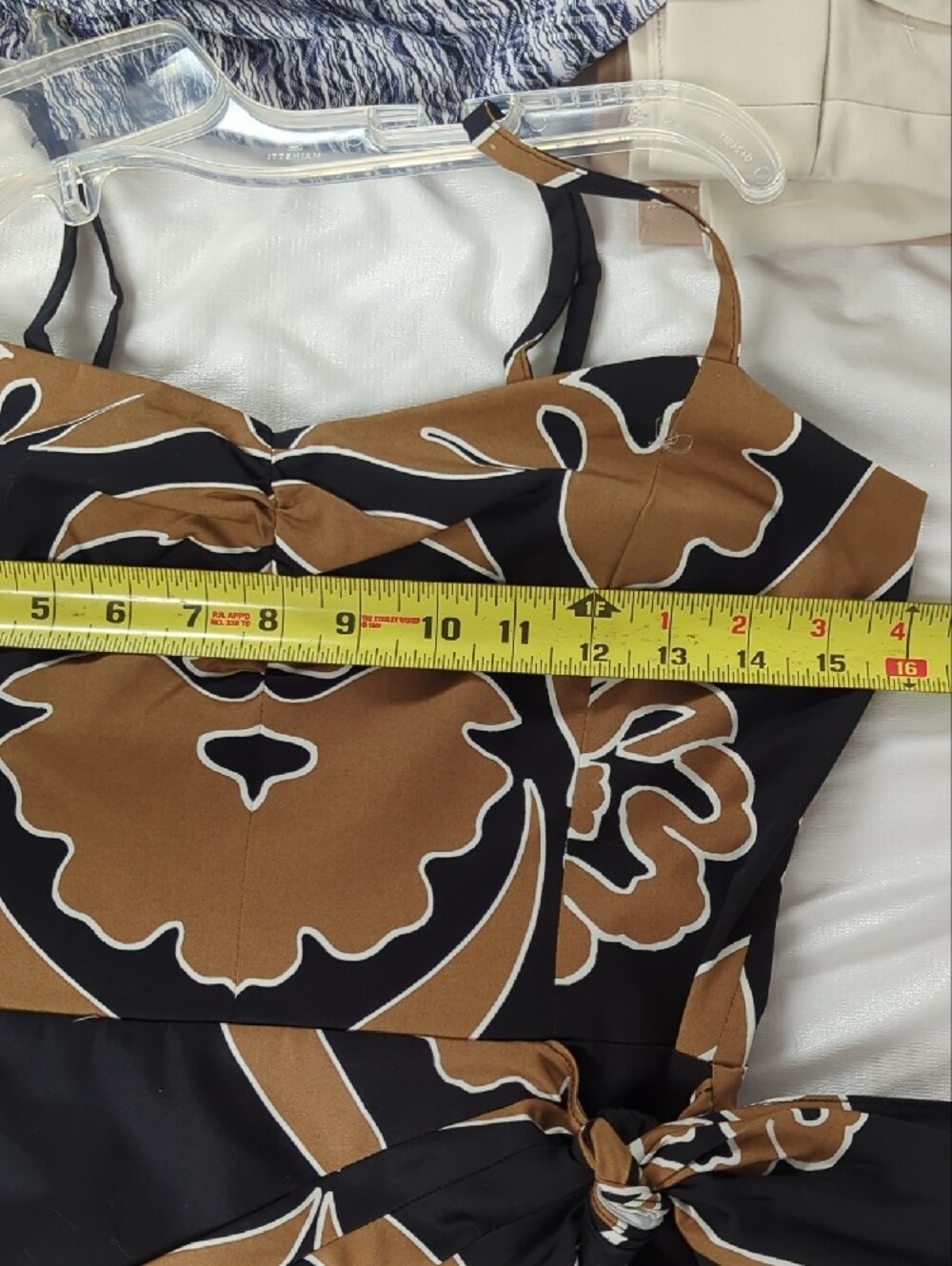 White House Black Market Black & Brown Floral Wrap-Style Midi Dress - Picture 10 of 11